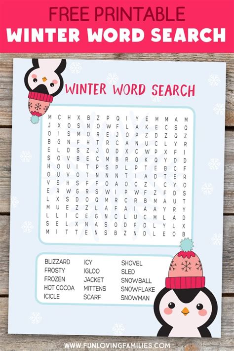 Winter Word Search Printable Pdf